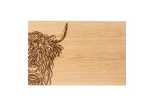 Load image into Gallery viewer, Highland Cow Engraved Oak Serving Board
