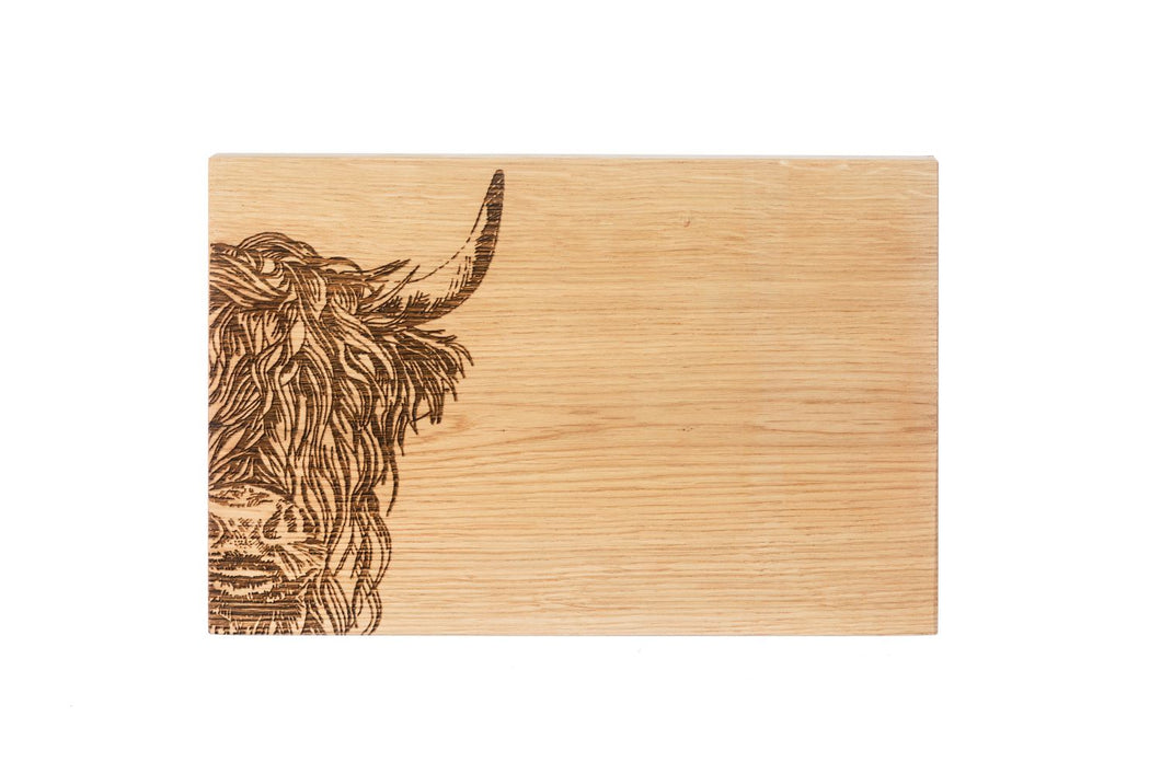 Highland Cow Engraved Oak Serving Board