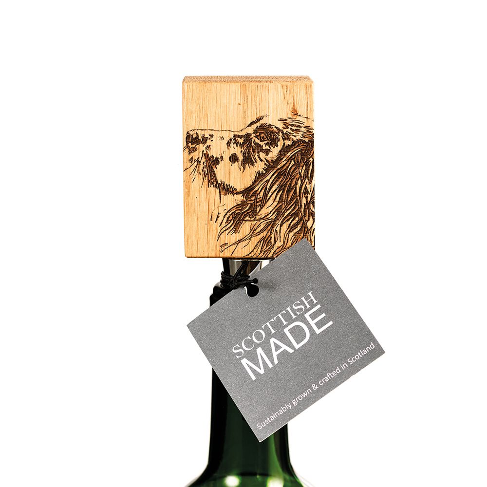 Spaniel Engraved Oak Bottle Stopper